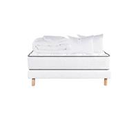 Pack Matelas + Sommier Tapissier Blanc 140x190 cm + 2 Oreillers + 1 Couette - IZAC - ALTOBUY