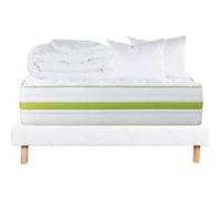 Pack Matelas + Sommier Tapissier Blanc 140x190 cm + 2 Oreillers + 1 Couette - REVA - ALTOBUY G