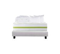 Pack Matelas + Sommier Tapissier Gris 140x190 cm + 2 Oreillers + 1 Couette - REVA - ALTOBUY