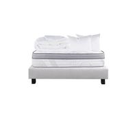Pack Matelas + Sommier Tapissier Gris 160x200 cm + 2 Oreillers + 1 Couette - REINALD - ALTOBUY