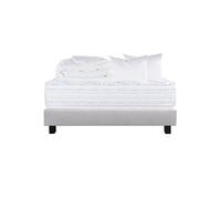 Pack Matelas + Sommier Tapissier Gris 160x200 cm + 2 Oreillers + 1 Couette - THELIO - ALTOBUY