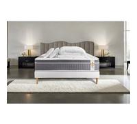 Pack Matelas Trente - Ressorts ensachés et mémoire de forme - Ep : 30cm - Sommier kit Blanc avec couette et 2 oreillers G