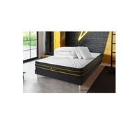 Pack Matelas Ultra - Mémoire de forme et micro ressorts ensachés - Ep : 26cm - Sommier kit Noir avec couette et 2 oreillers