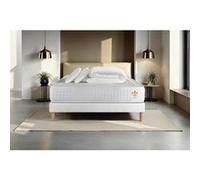 Pack Matelas Vingt-Quatre - Ressorts ensachés et mémoire de forme - Ep : 24cm - Sommier kit Blanc avec couette et 2 oreillers G