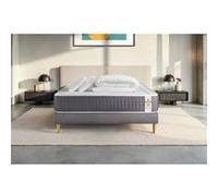 Pack Matelas Vingt-Six - Ressorts ensachés et mémoire de forme - Ep : 26cm - Sommier kit Gris avec couette et 2 oreillers G