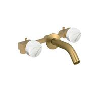 Pack mélangeur lavabo encastré 3 trous Grands Boulevards marbre sculptural et laiton brossé