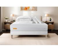 Pack Memo Bio 180 x 200 cm - 26cm - Mmoire de forme - Enveloppant - Sommier kit Blanc - Avec couette et oreillers