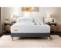 Pack Memo Bio 200 x 200 cm GRIS - 26cm - Mmoire de forme - Enveloppant - Sommier kit Gris - Avec couette et oreillers