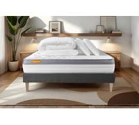Pack Memo Zen 140 x 190 cm GRIS - 26cm - Mmoire de forme - Ferme - Sommier Tapissier Gris - Avec couette et oreillers