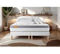 Pack Memo Zen 180 x 200 cm - 26cm - Mmoire de forme - Ferme - Sommier Tapissier Blanc - Avec couette et oreillers