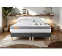 Pack Memo Zen 2x100 x 200 cm GRIS - 26cm - Mmoire de forme - Ferme - Sommier Tapissier Gris - Avec couette et oreillers