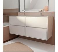 Pack Meuble Salle de Bains 120 cm Laque Blanc, 4 tiroirs avec Vasque Céramique - XENOS