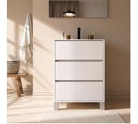 AURLANE Pack Meuble Salle de Bains 70cm Laqué Blanc 3 Tiroirs avec Vasque Céramique Blanche - Xenos