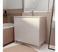 Pack Meuble Salle de Bains 80 cm Blanc, 2 portes avec Vasque Céramique - XENOS