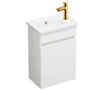 Pack meuble suspendu lave-mains BURGBAD Joline blanc mat + Robinet lave-mains eau froide Duravit Wave Doré poli