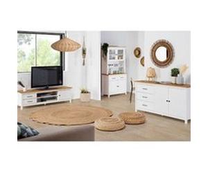 Pack Meuble TV + Buffet Haut + Buffet Bas 2 Portes en Bois Ciré et Blanc - TINA - ALTOBUY Blanc G