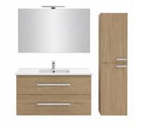Pack meuble vasque 100 cm JACOB DELAFON Ola up chêne + colonne + miroir + spot