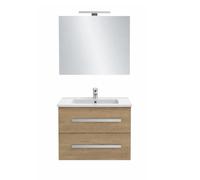 Jacob Delafon - Meuble OLA UP 60cm, Plan Vasque & Miroir 60cm + 1 Spot LED - Pack tout-en-1 - Grande Capacité - Chêne Colorado - 610x540x465mm - EBP2322-ECD