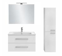 Pack meuble vasque 80 cm JACOB DELAFON Ola up blanc + colonne + miroir + spot