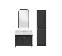 Pack meuble vasque Cléo 1889 3 trous + colonne droite + miroir + mélangeur croisillon chromé