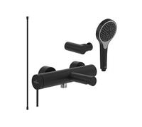Pack mitigeur baignoire mécanique VILLEROY ET BOCH Loop & Friends Noir mat + douchette + flexible + support