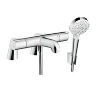 Pack mitigeur bain douche HANSGROHE Ecostat 1001 + douchette à main HANSGROHE Crometta avec colonnettes