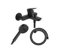 Pack mitigeur bain douche Logis + Flexible Designflex + Pommeau HANSGROHE Pulsify Select 105 3 jets noir mat