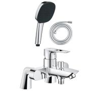 Pack mitigeur bain douche mécanique GROHE Start Loop + douchette carré 2 jets + flexible