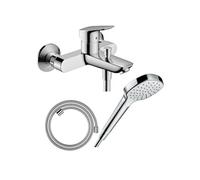 Pack mitigeur bain douche mécanique Logis + Flexible Designflex + Pommeau Croma Select E EcoSmart blanc/chromé