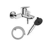 Pack mitigeur bain douche mécanique Logis + Flexible Designflex+Pommeau Pulsify Select EcoSmart 105 3jets chromé