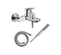Pack mitigeur bain douche mécanique Logis + Flexible Isiflex + Pommeau HANSGROHE Pulsify E 100 EcoSmart chromé