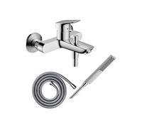 Pack mitigeur bain douche mécanique Logis + Flexible Metaflex + Pommeau HANSGROHE Pulsify E 100 EcoSmart chromé