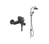 Pack mitigeur bain douche mécanique Vernis Blend + colonne HANSGROHE Vernis Blend 200 noir mat