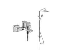 Pack mitigeur bain douche mécanique Vernis Shape + colonne HANSGROHE Vernis Shape 230 chromé