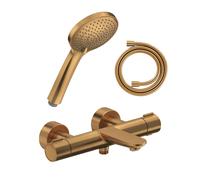Pack mitigeur bain douche thermostatique DURAVIT Wave + pommeau Universal 3 jets avec curseur + flexible 160 cm bronze brossé