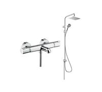 Pack mitigeur bain douche thermostatique Ecostat Comfort + Colonne HANSGROHE Vernis Shape 230 chromé