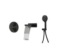 Pack mitigeur bain douche thermostatique encastré rond PAINI Ruby Noir Mat