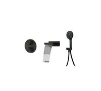 Pack mitigeur bain douche thermostatique encastré rond Ruby Noir Mat