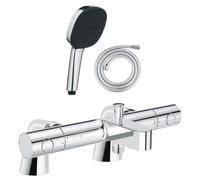 Pack mitigeur bain douche thermostatique GROHE Precision Get + douchette carré 2 jets + flexible