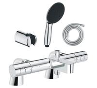 Pack mitigeur bain douche thermostatique GROHE Precision Get + douchette ronde 2 jets + flexible + support