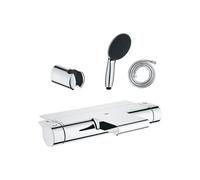 Pack mitigeur bain douche thermostatique Grohtherm 2000 + Douchette 2 jets GROHE Start 110 + Flexible1750 mm et support