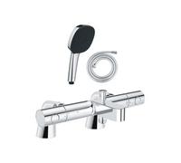 Pack mitigeur bain douche thermostatique Grohtherm 800 cosmopolitan + douchette carré 2 jets + flexible