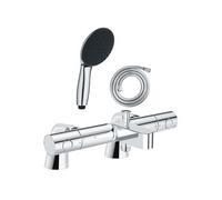 Pack mitigeur bain douche thermostatique Precision Get + douchette ronde 2 jets + flexible