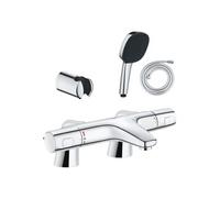 Pack mitigeur bain douche thermostatique Precision Trend + douchette carré 2 jets + flexible + support