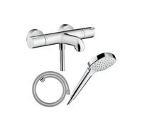 Pack mitigeur bain thermostatique Ecostat 1001 lexible Designflex + Pommeau Croma Select E EcoSmart blanc/chromé