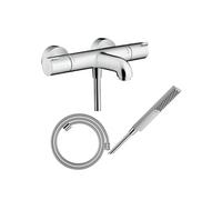 Pack mitigeur bain thermostatique Ecostat 1001 lexible Designflex + Pommeau HANSGROHE Pulsify E 100 EcoSmart chromé