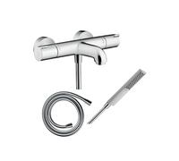 Pack mitigeur bain thermostatique Ecostat 1001 lexible Isiflex + Pommeau HANSGROHE Pulsify E 100 EcoSmart chromé