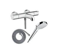 Pack mitigeur bain thermostatique Ecostat 1001 lexible Metaflex + Pommeau Croma Select E EcoSmart blanc/chromé