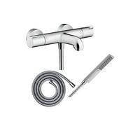Pack mitigeur bain thermostatique Ecostat 1001 lexible Metaflex + Pommeau HANSGROHE Pulsify E 100 EcoSmart chromé