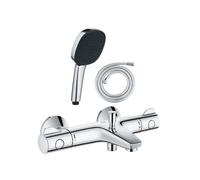 Pack mitigeur bain thermostatique Grohtherm 800 + Douchette 2 jets Vitalio Comfort 110 + Flexible